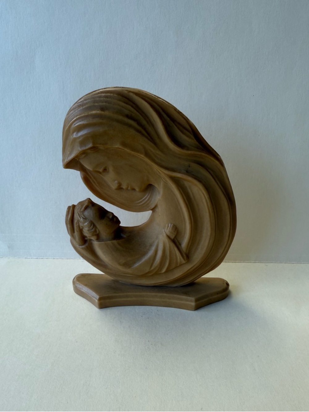 Vintage MCM Plastic Madonna Virgin Mary and Baby Jesus Wall or Table Plaque.
